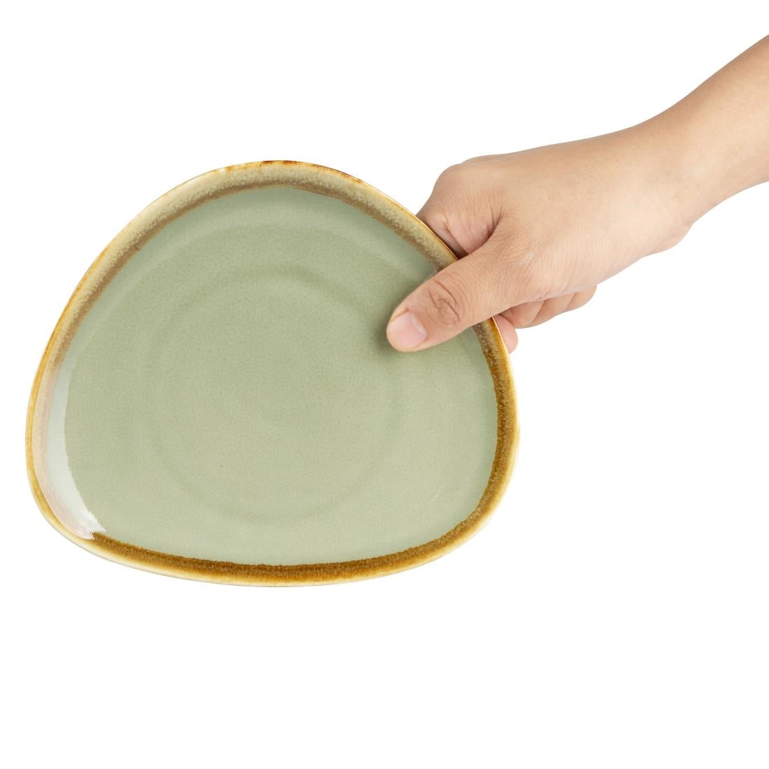 Olympia Kiln Triangular Side Plates Moss 165mm (6 Pack)