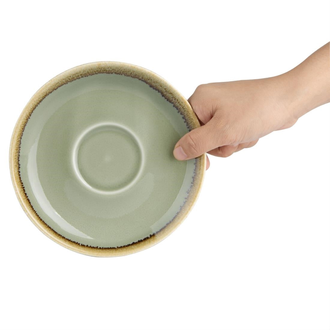 Olympia Kiln Cappuccino Saucers Moss 160mm (6 Pack)