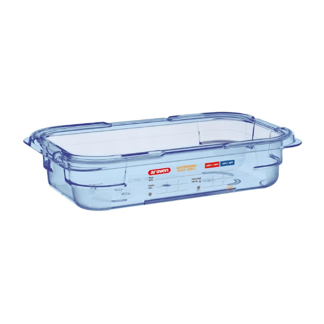 Araven ABS Food Storage Container Blue GN 1/4 65mm