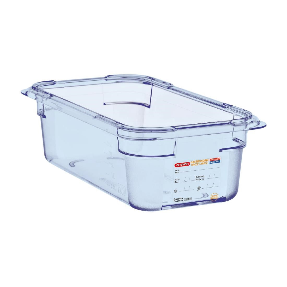 Araven ABS Food Storage Container Blue GN 1/4 100mm