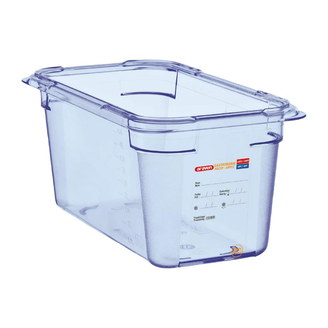 Araven ABS Food Storage Container Blue GN 1/4 150mm