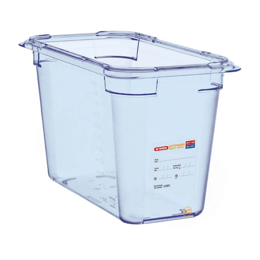 Araven ABS Food Storage Container Blue GN 1/3 200mm