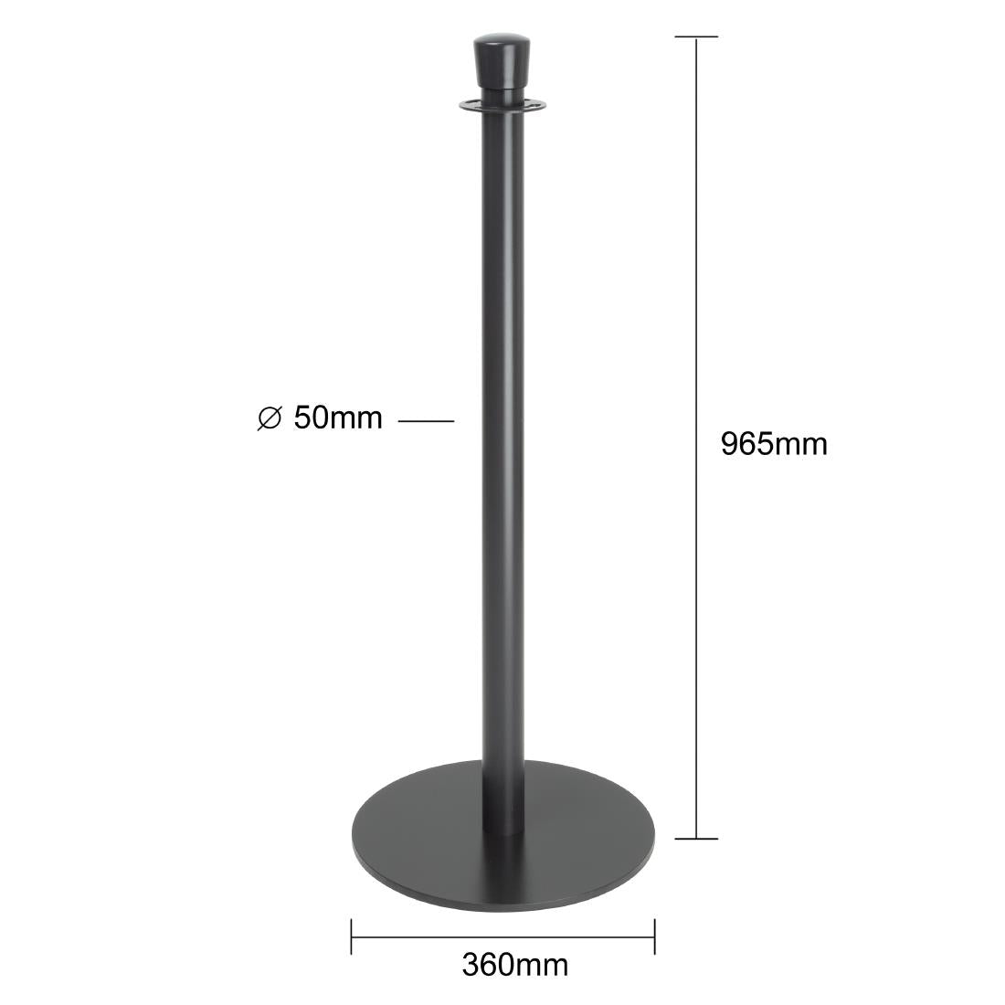 Bolero Flat Base Barrier Posts Black (2 Pack)
