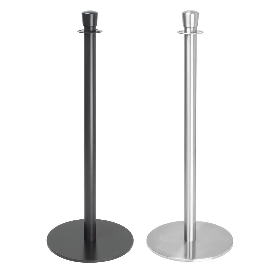 Bolero Flat Base Barrier Posts Brushed Stainless Steel (2 Pack)