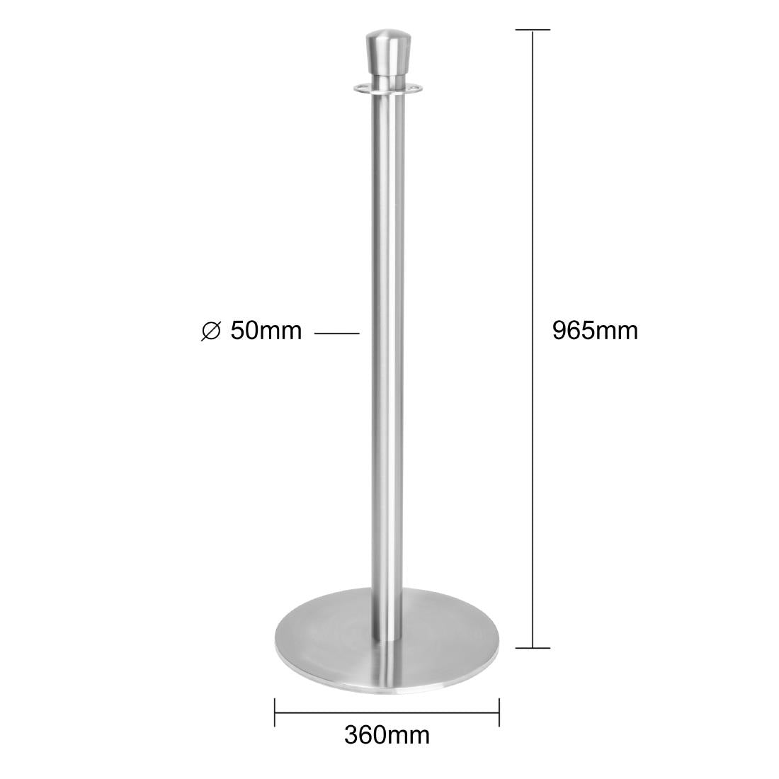 Bolero Flat Base Barrier Posts Brushed Stainless Steel (2 Pack)