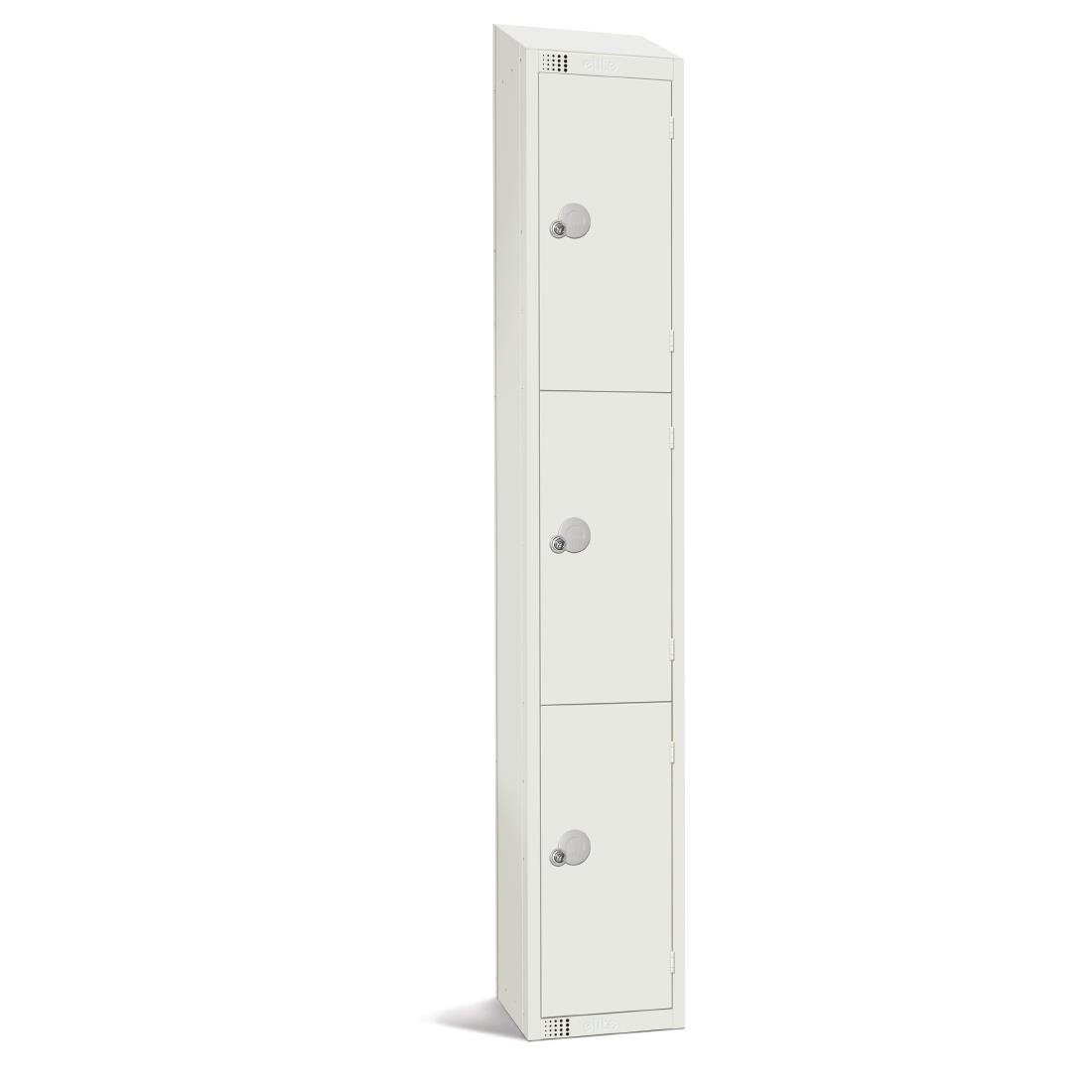 Elite Three Door Manual Combination Locker Locker White with Sloping Top