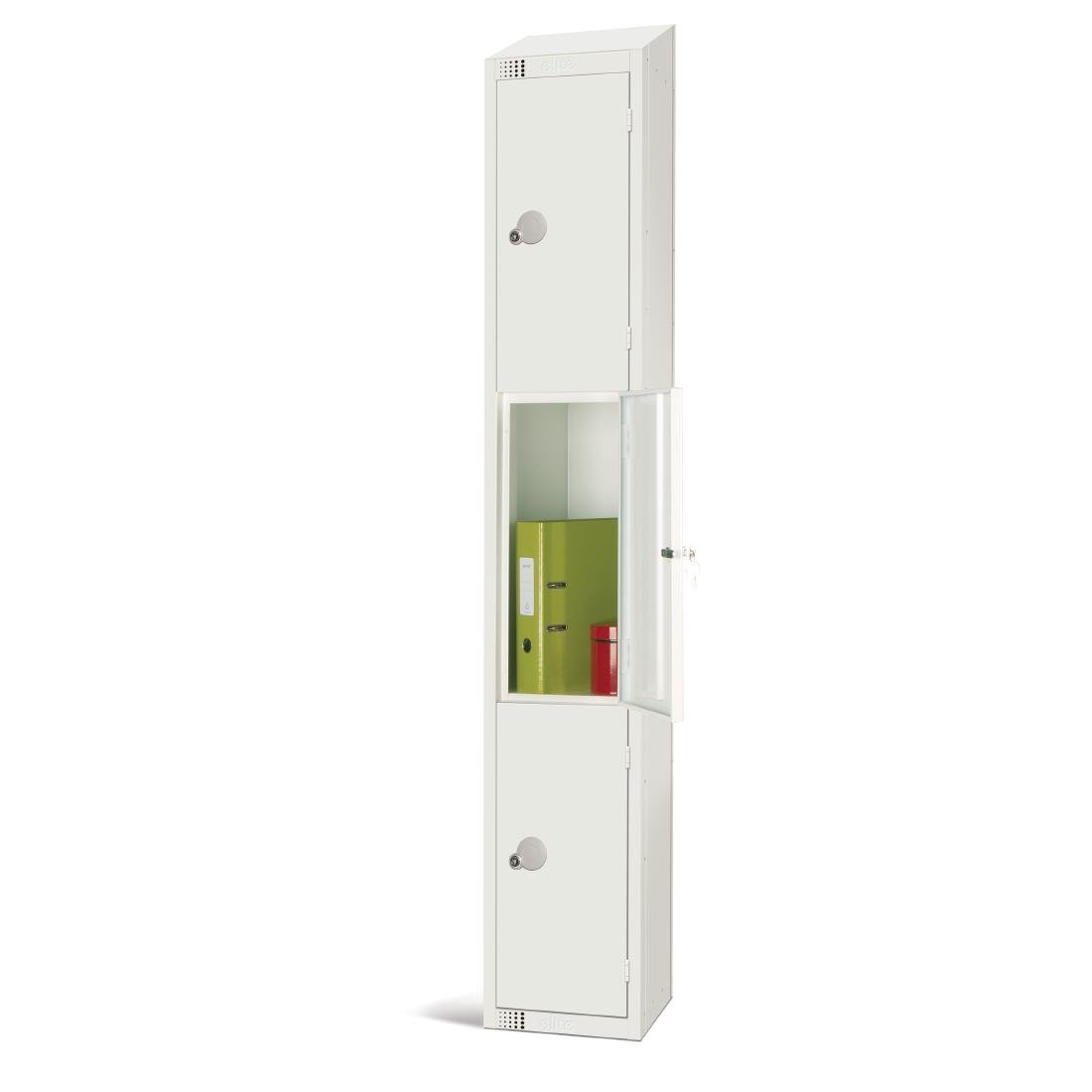 Elite Three Door Manual Combination Locker Locker White with Sloping Top