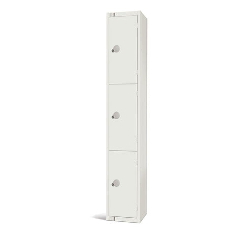 Elite Three Door Coin Return Locker White