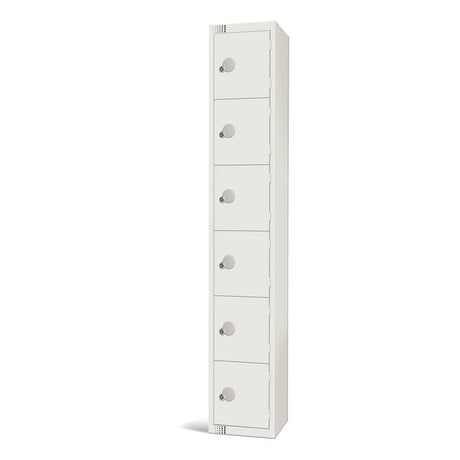 Elite Six Door Coin Return Locker White