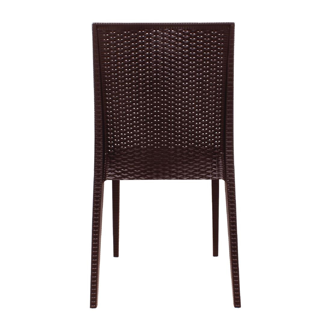Bolero PP Rattan Bistro Side Chairs Brown (4 Pack)