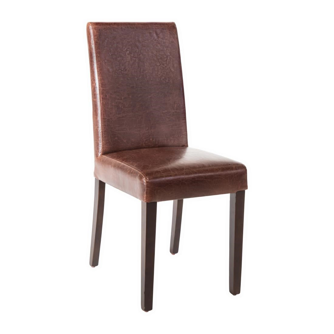 Bolero Faux Leather Dining Chair Antique Brown (2 Pack)