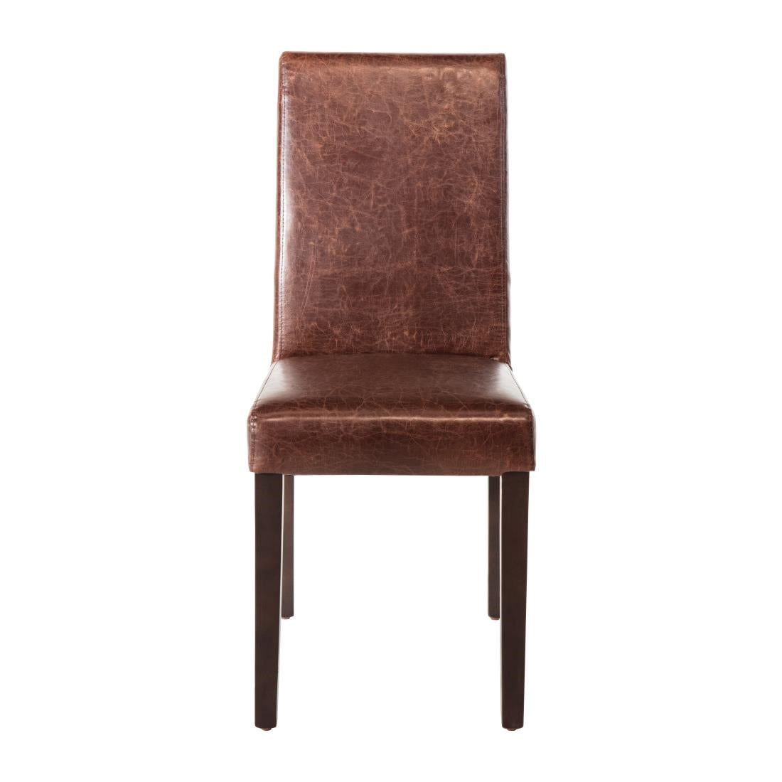 Bolero Faux Leather Dining Chair Antique Brown (2 Pack)