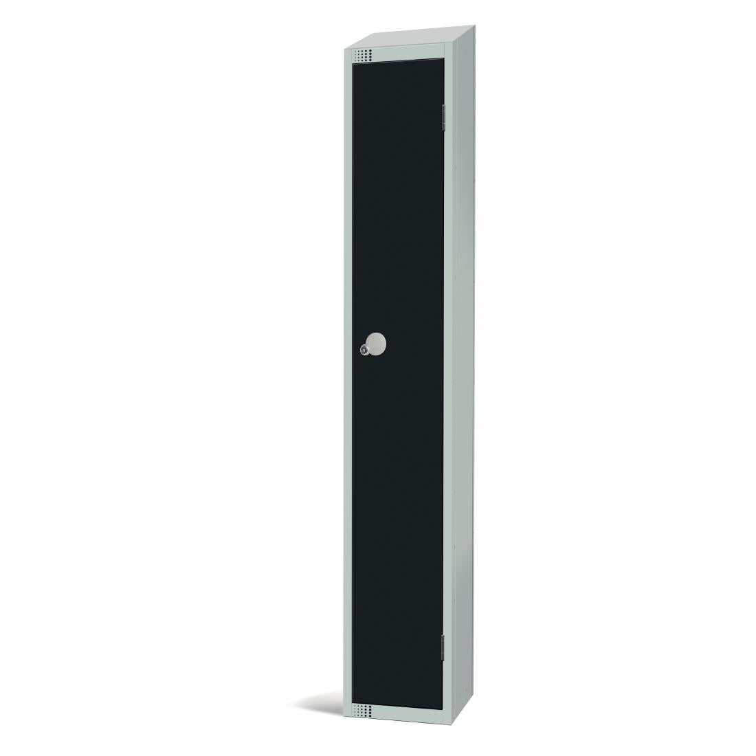 Elite Single Door Padlock Locker with Sloping Top Black