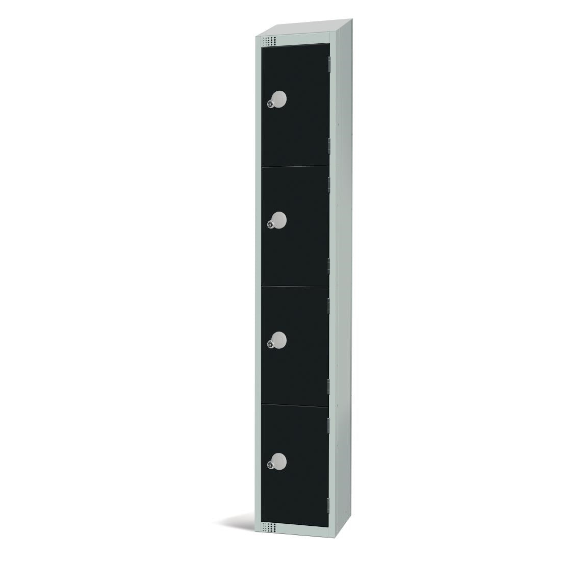 Elite Four Door Camlock Locker Black with Sloping Top