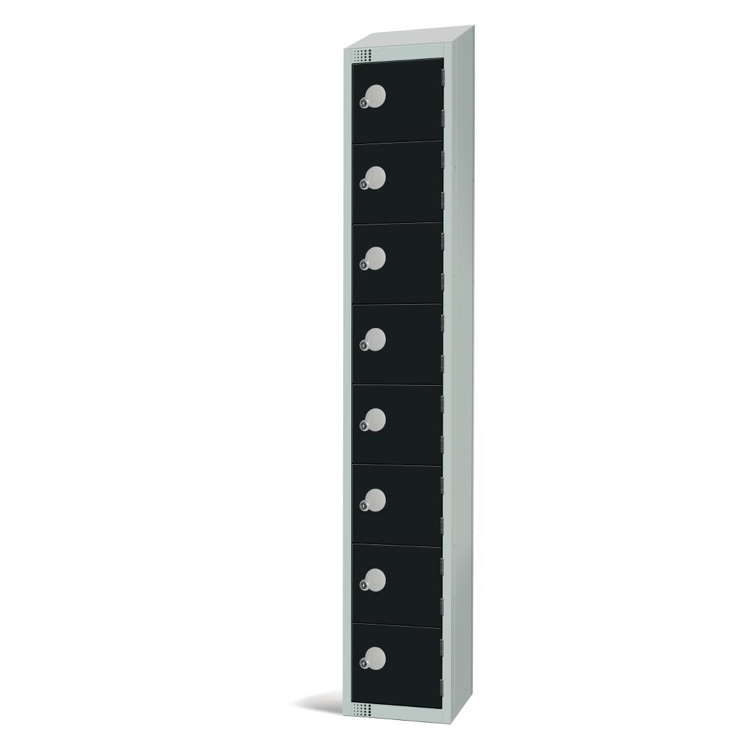 Elite Eight Door Padlock Locker with Sloping Top Black