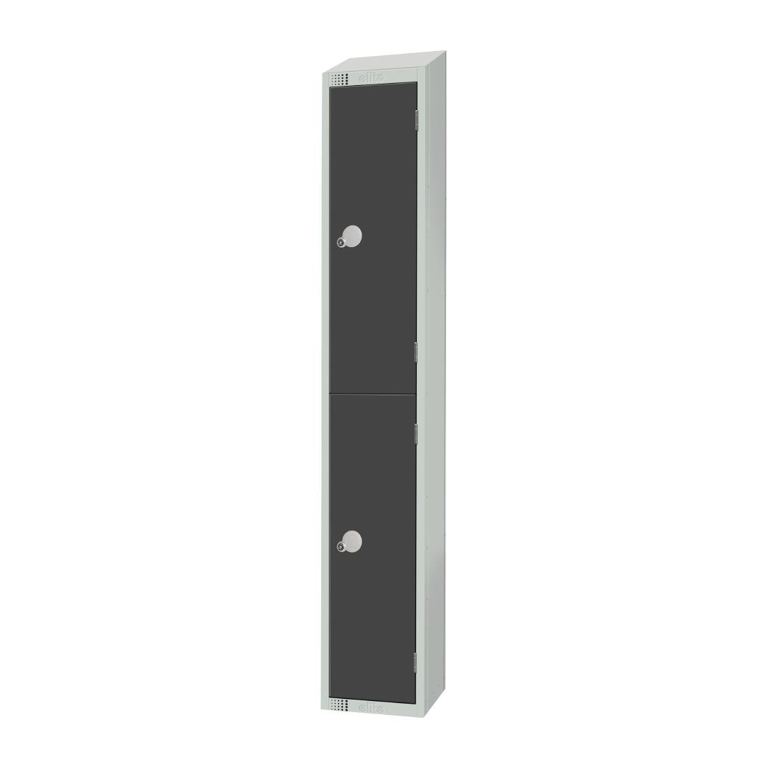 Elite Double Door Coin Return Locker with Sloping Top Graphite Grey