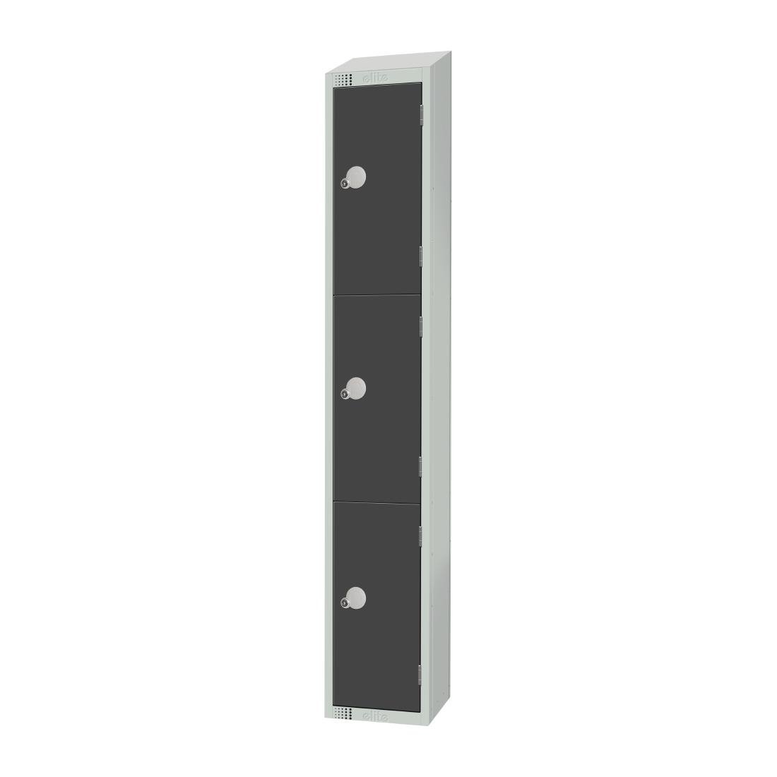Elite Three Door Coin Return Locker with Sloping Top Graphite Grey
