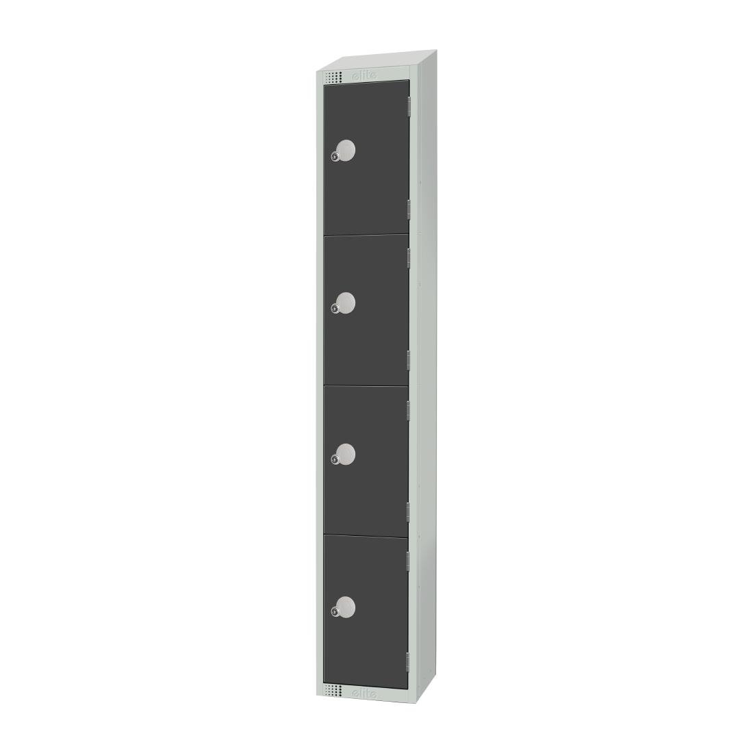 Elite Four Door Coin Return Locker with Sloping Top Graphite Grey