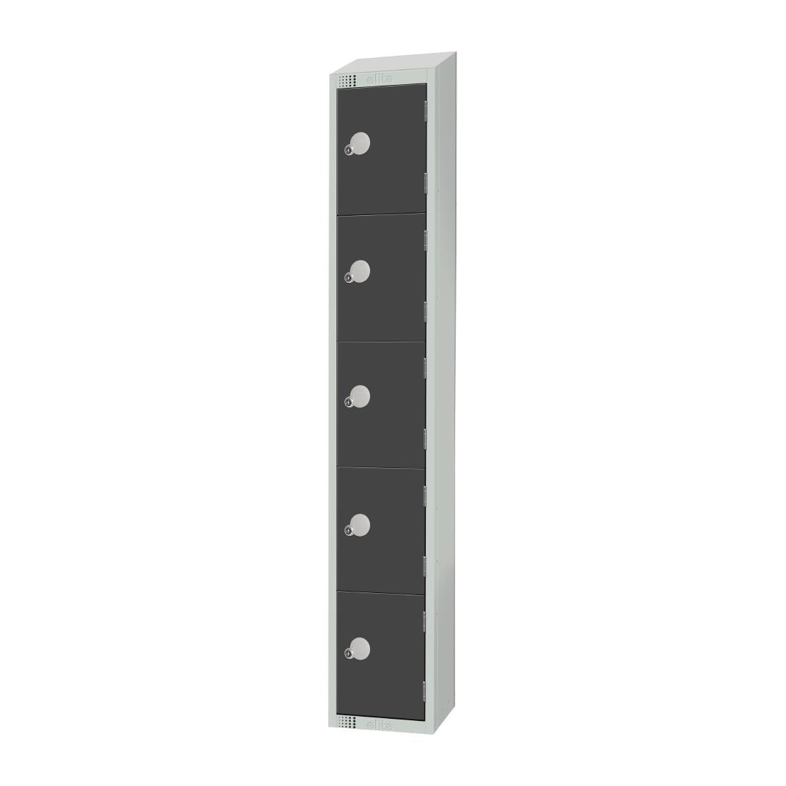 Elite Five Door Camlock Locker with Sloping Top Graphite Grey