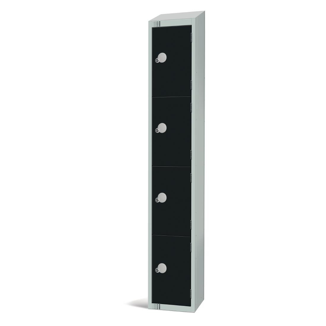 Elite Four Door Coin Return Locker with Sloping Top Black