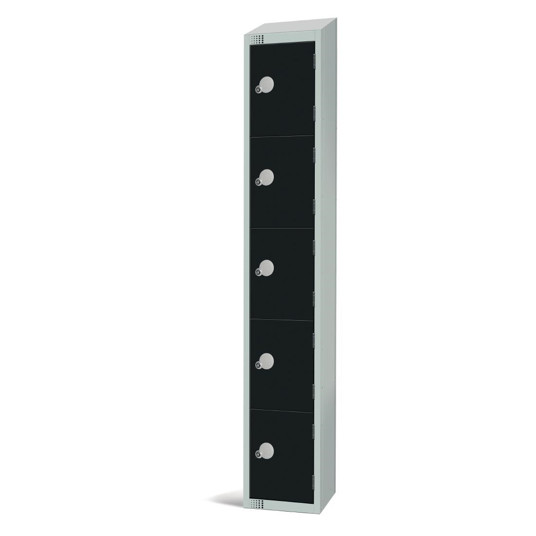 Elite Five Door Electronic Combination Locker with Sloping Top Black