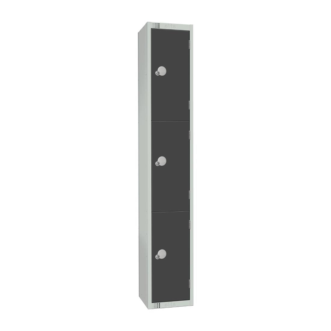 Elite Three Door Electronic Combination Locker with Sloping Top Graphite Grey