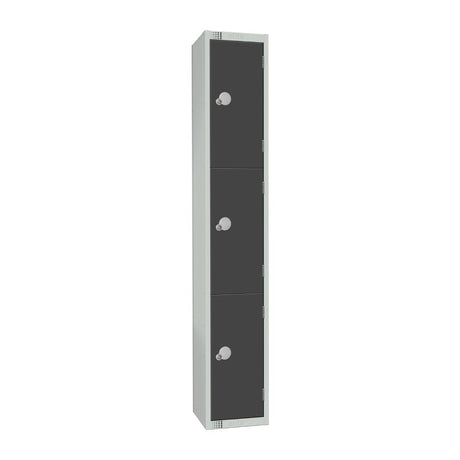 Elite Three Door Electronic Combination Locker with Sloping Top Graphite Grey