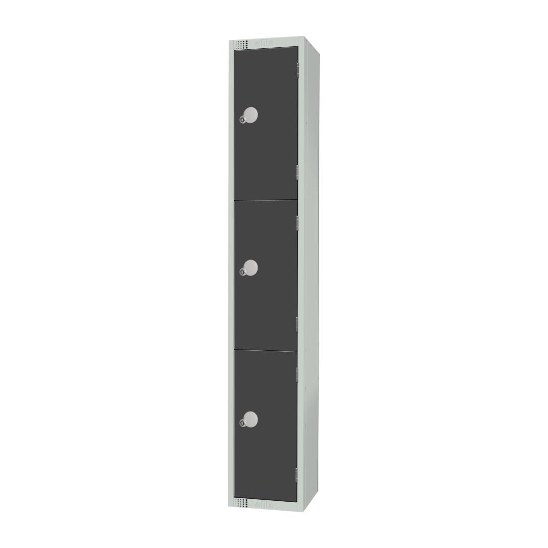Elite Three Door Electronic Combination Locker with Sloping Top Graphite Grey