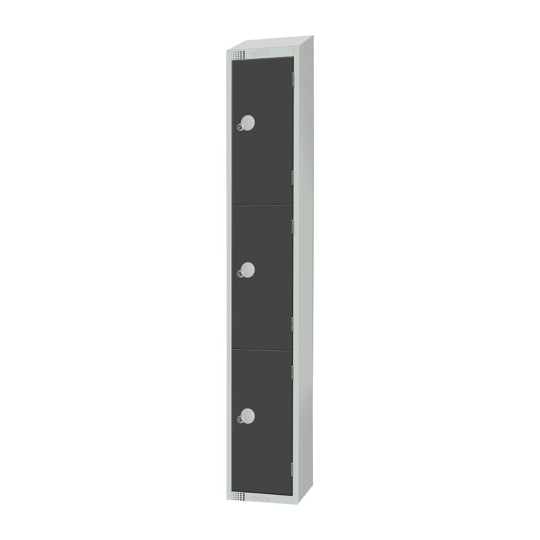 Elite Three Door Coin Return Locker with Sloping Top Graphite Grey