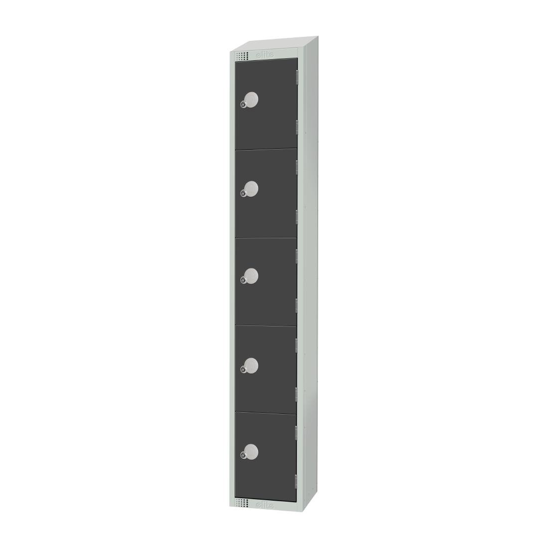 Elite Five Door Electronic Combination Locker with Sloping Top Graphite Grey