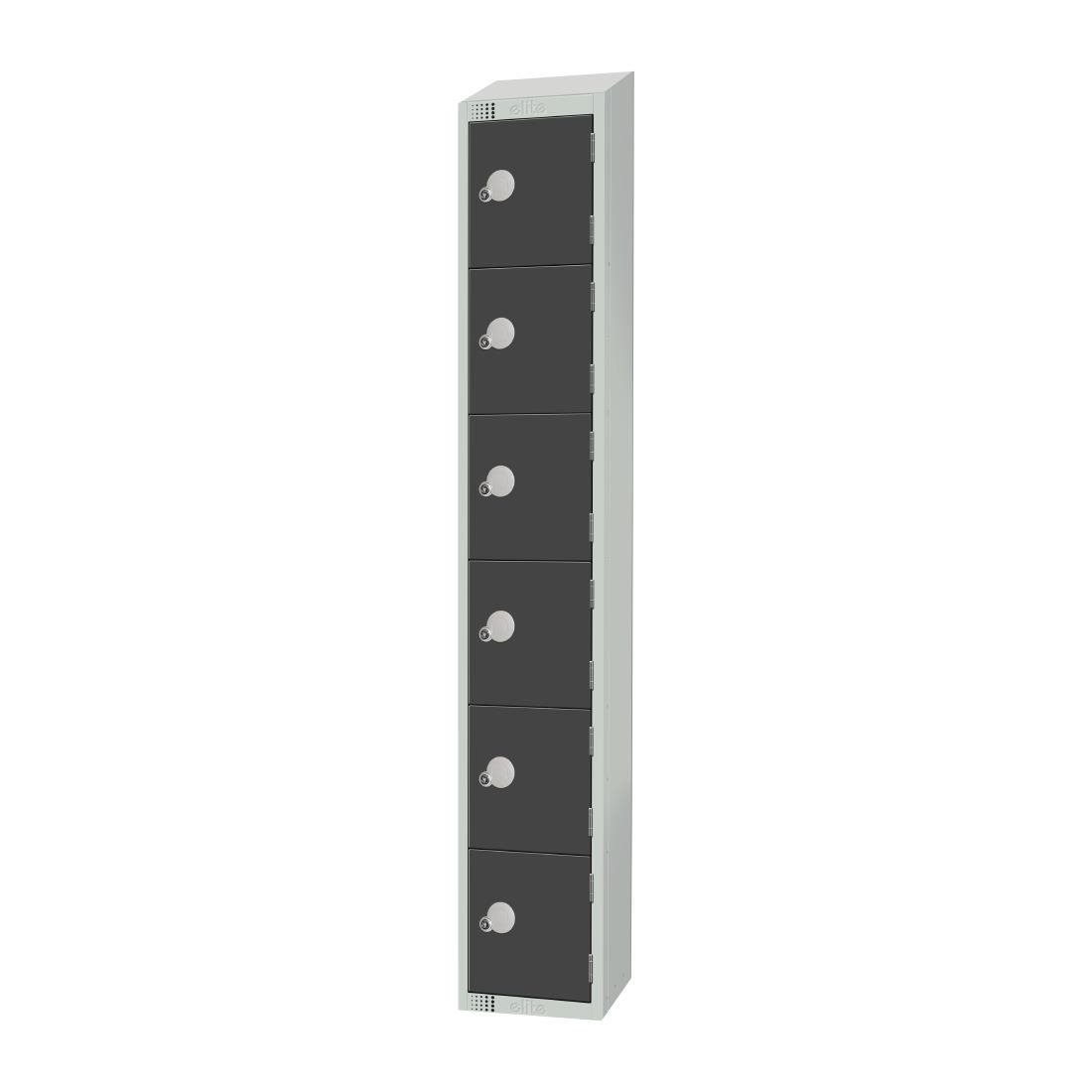 Elite Six Door Coin Return Locker with Sloping Top Graphite Grey