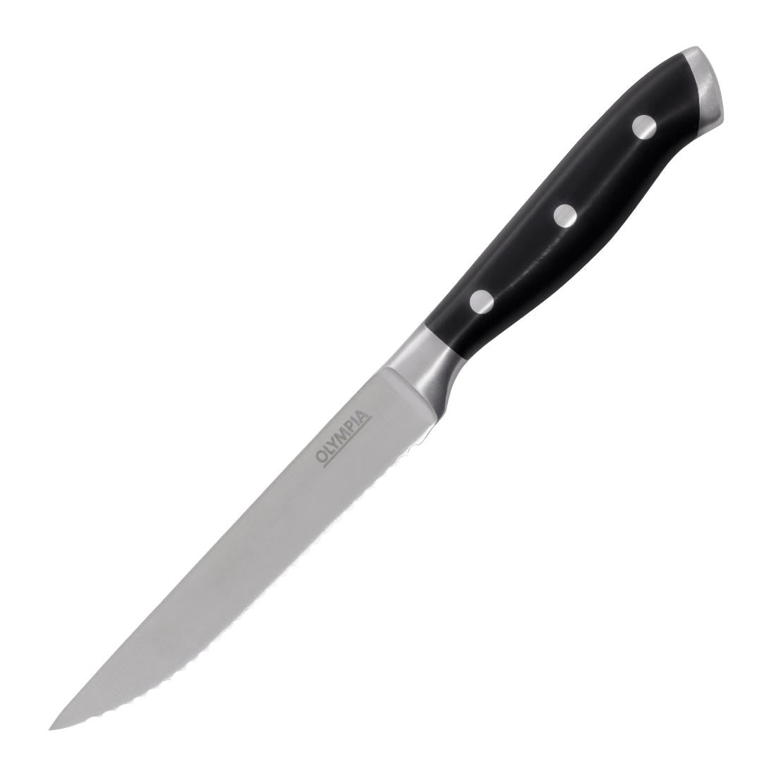 Olympia Premium Riveted Steak Knives with Black ABS Handles (6 Pack)