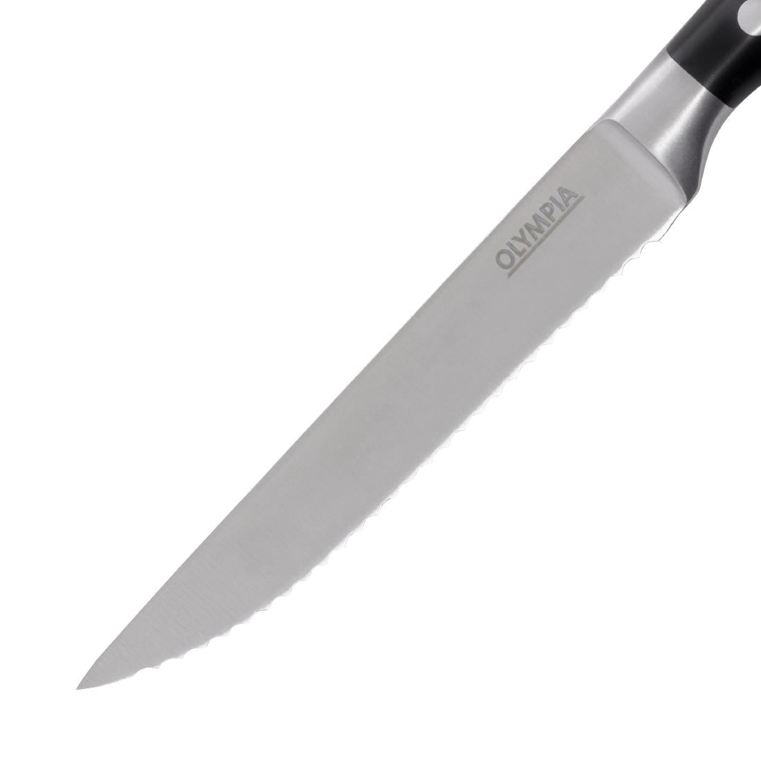 Olympia Premium Riveted Steak Knives with Black ABS Handles (6 Pack)