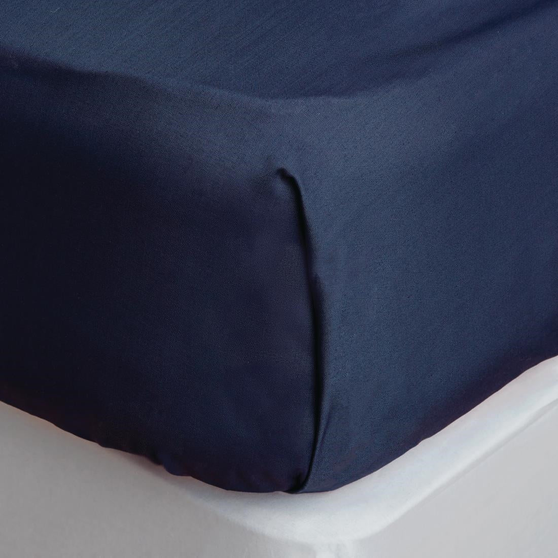 Mitre Essentials Temir Flat Sheet Navy Double