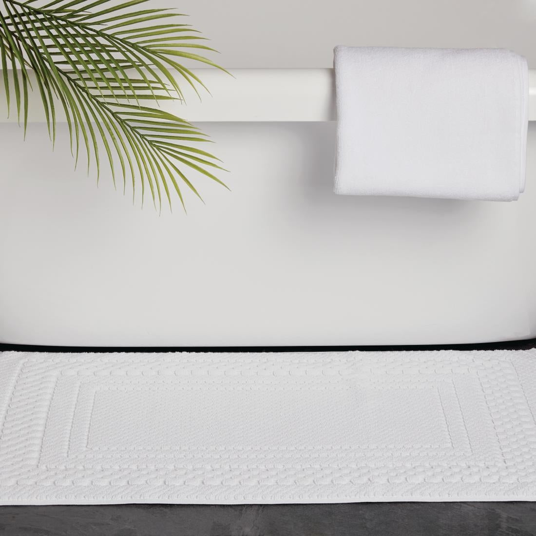 Mitre Heritage Chequers Bath Mat White