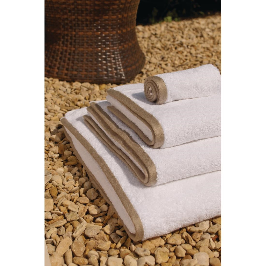Mitre Heritage Ambassador Face Cloth White with Taupe Border