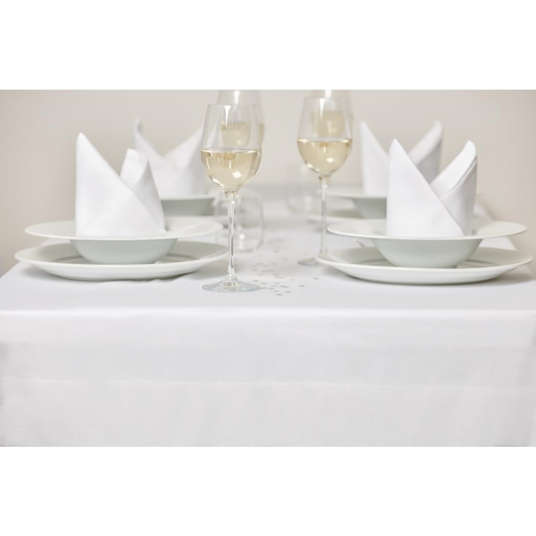 Mitre Luxury Satin Band Napkins Cotton White (10 Pack)