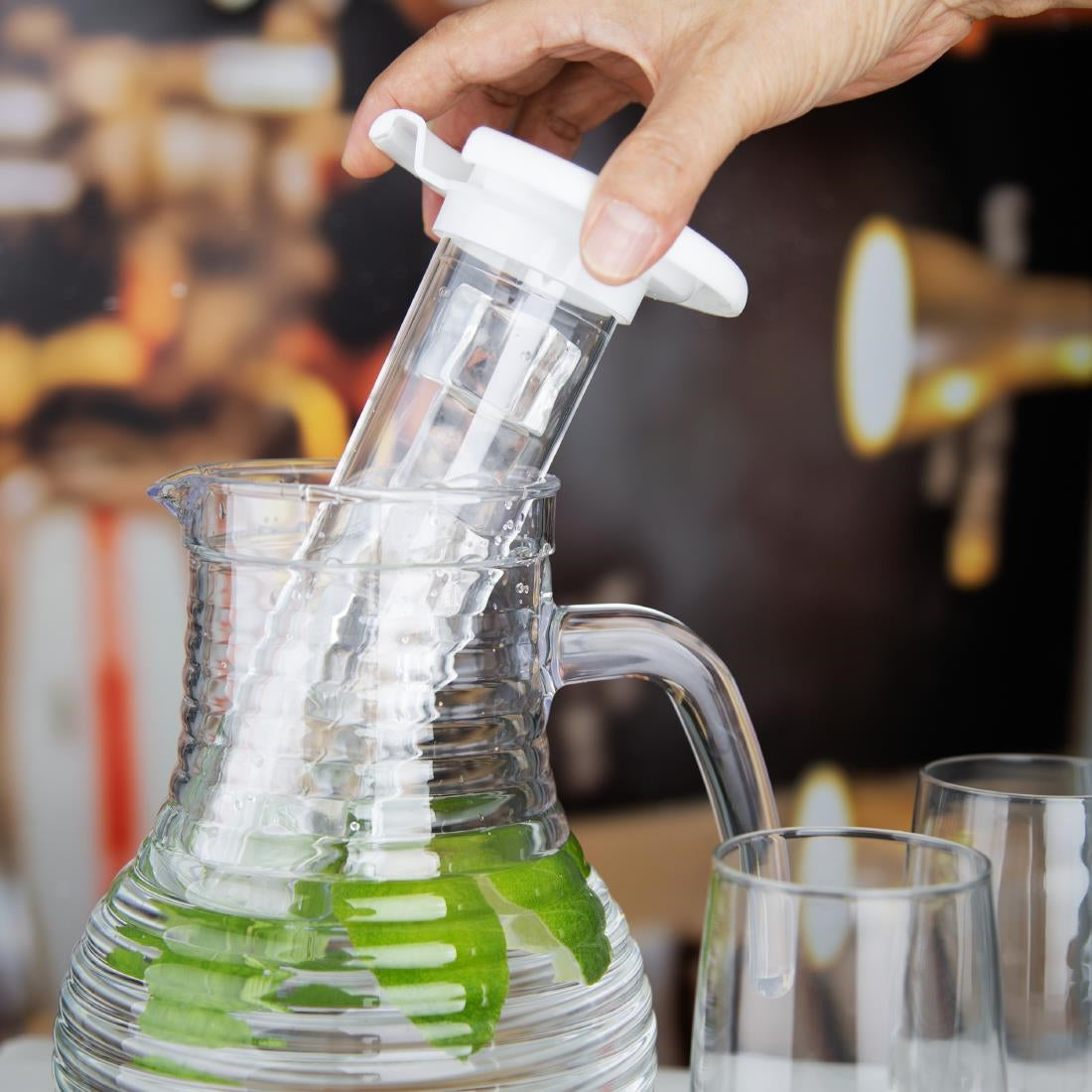 Olympia Kristallon Jug With Cooling Tube Polycarbonate Ridged 1600ml