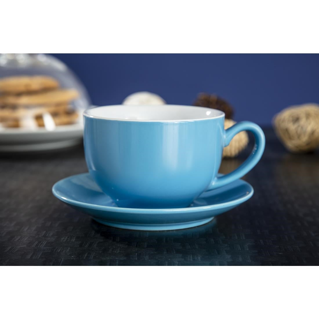 Olympia Cafe Cappuccino Cups Blue 340ml (12 Pack)
