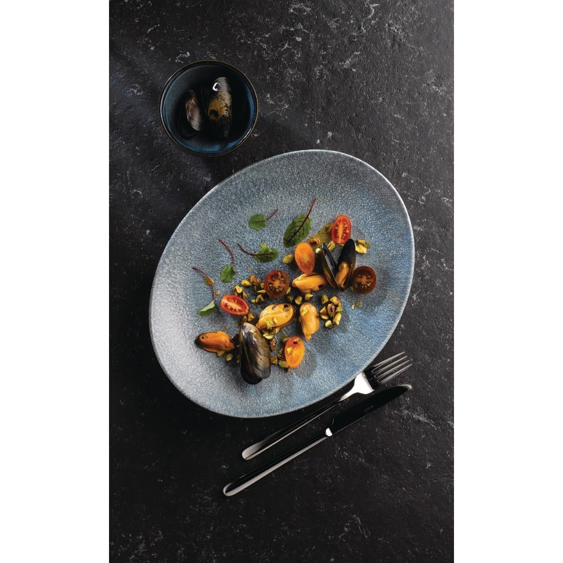 Churchill Studio Prints Raku Oval Coupe Plates Topaz Blue 270mm (12 Pack)