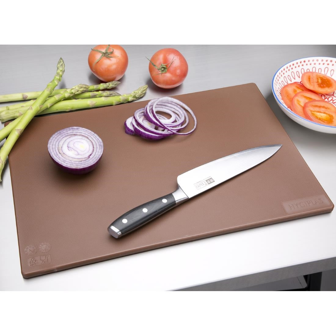 Hygiplas Low Density Antibacterial Chopping Board Brown 450x300x10mm