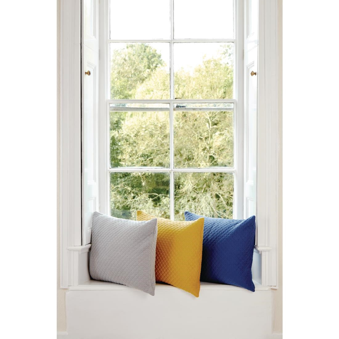 Mitre Essentials Quilted Waffle Cushion Cover Denim