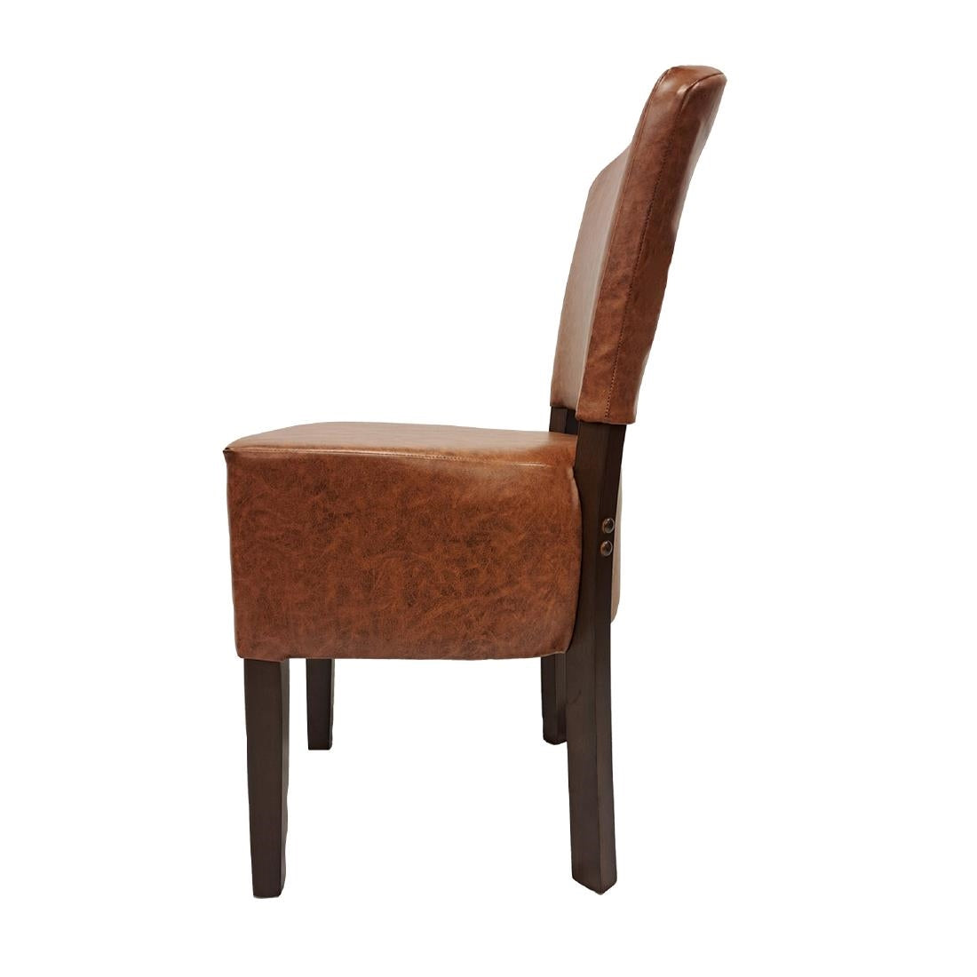 Hanoi Dining Chairs In Dark Walnut with Bison Vinyl Tan (2 Pack)