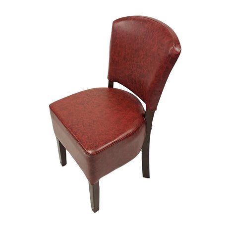 Hanoi Dining Chairs In Dark Walnut with Bison Vinyl Bordeaux (2 Pack)