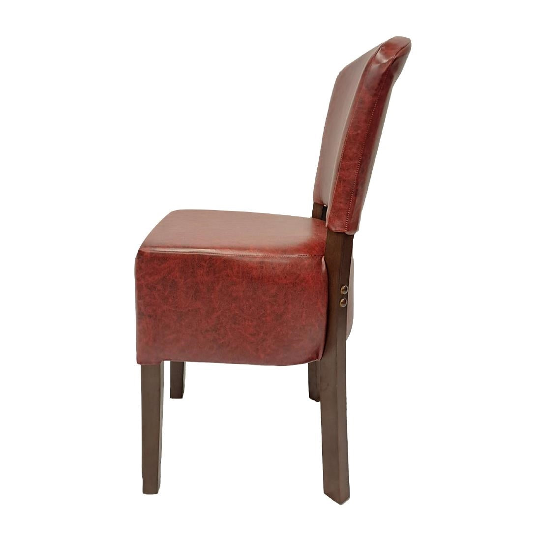 Hanoi Dining Chairs In Dark Walnut with Bison Vinyl Bordeaux (2 Pack)