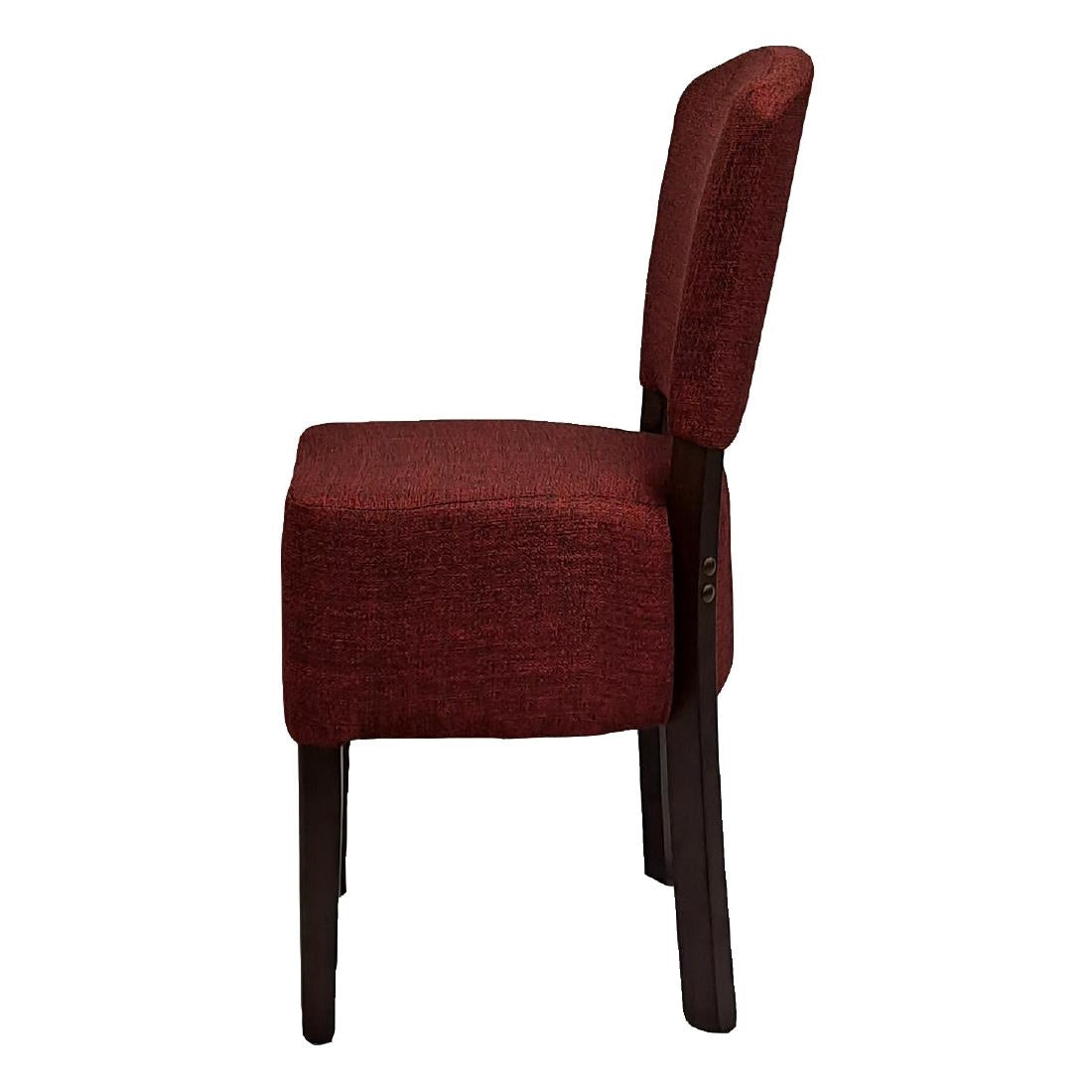Hanoi Dining Chairs In Dark Walnut with Shetland Scarlet Seatpad (2 Pack)