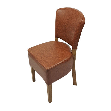 Hanoi Dining Chairs In Weathered Oak with Bison Vinyl Tan (2 Pack)