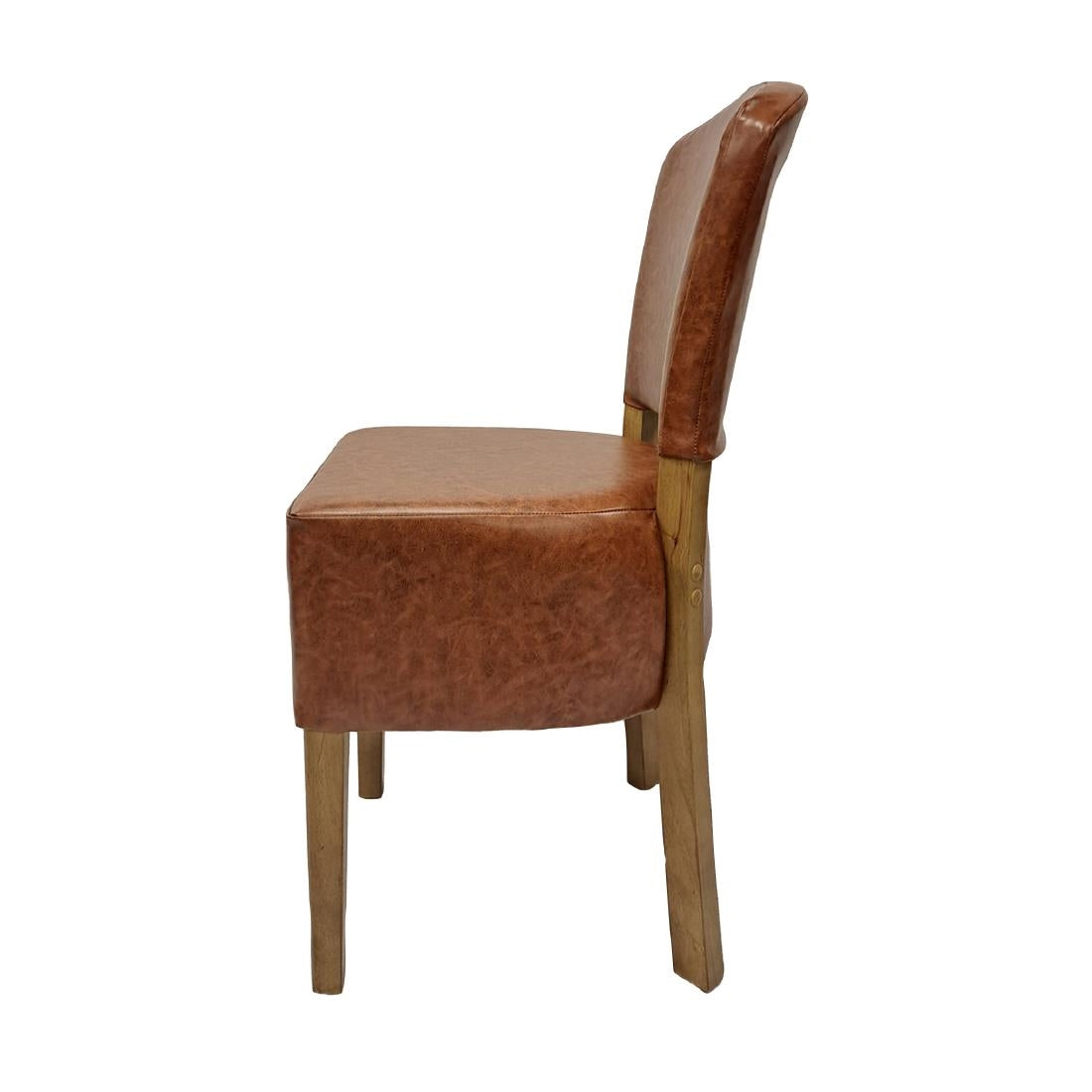 Hanoi Dining Chairs In Weathered Oak with Bison Vinyl Tan (2 Pack)