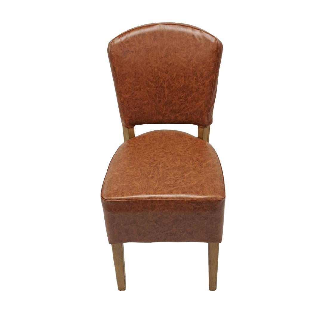 Hanoi Dining Chairs In Weathered Oak with Bison Vinyl Tan (2 Pack)