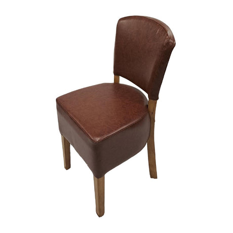 Hanoi Dining Chairs In Weathered Oak with Bison Vinyl Espresso (2 Pack)
